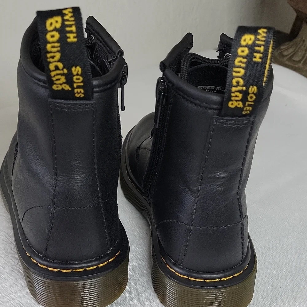 Dr. Martens Toddler Softy T Leather Black Lace Up Boots Size 12 Unisex New